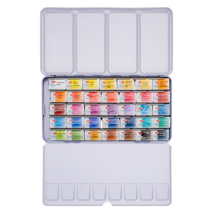 White Nights Watercolor Paint Set 12 Full 2,5ml Pans in Metal Case